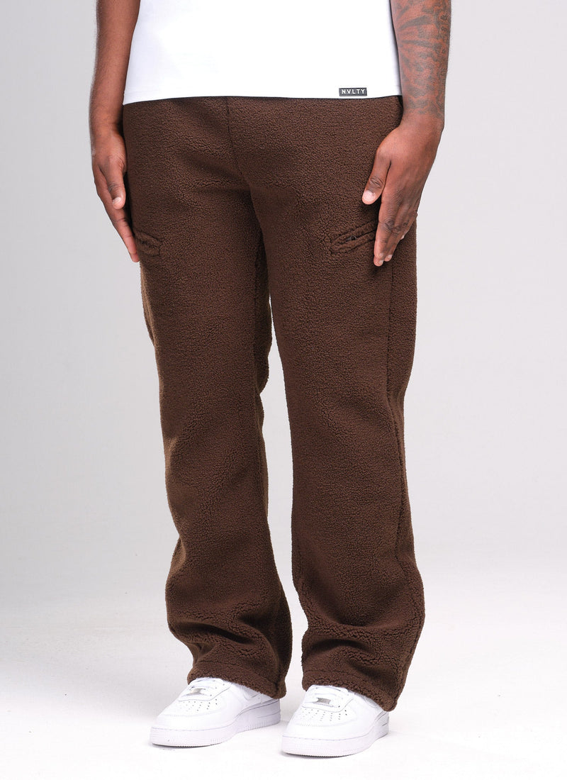 Sherpa Zip Joggers - Brown
