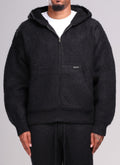 Mohair Zip Hoodie - Black
