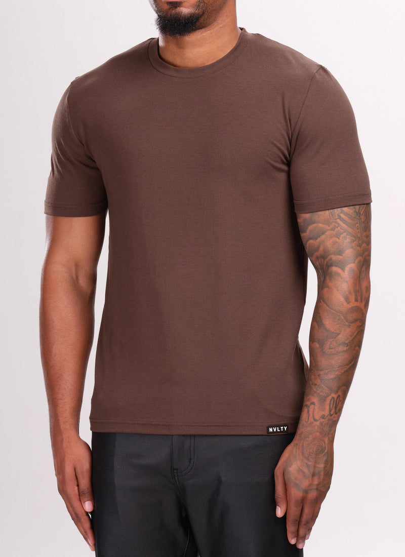 Knit Fitted T-Shirt - Brown