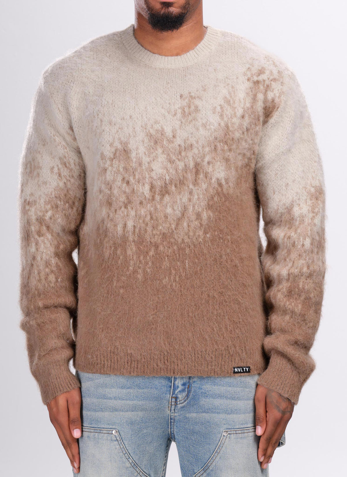 Mohair-Pullover mit Farbverlauf - Stein