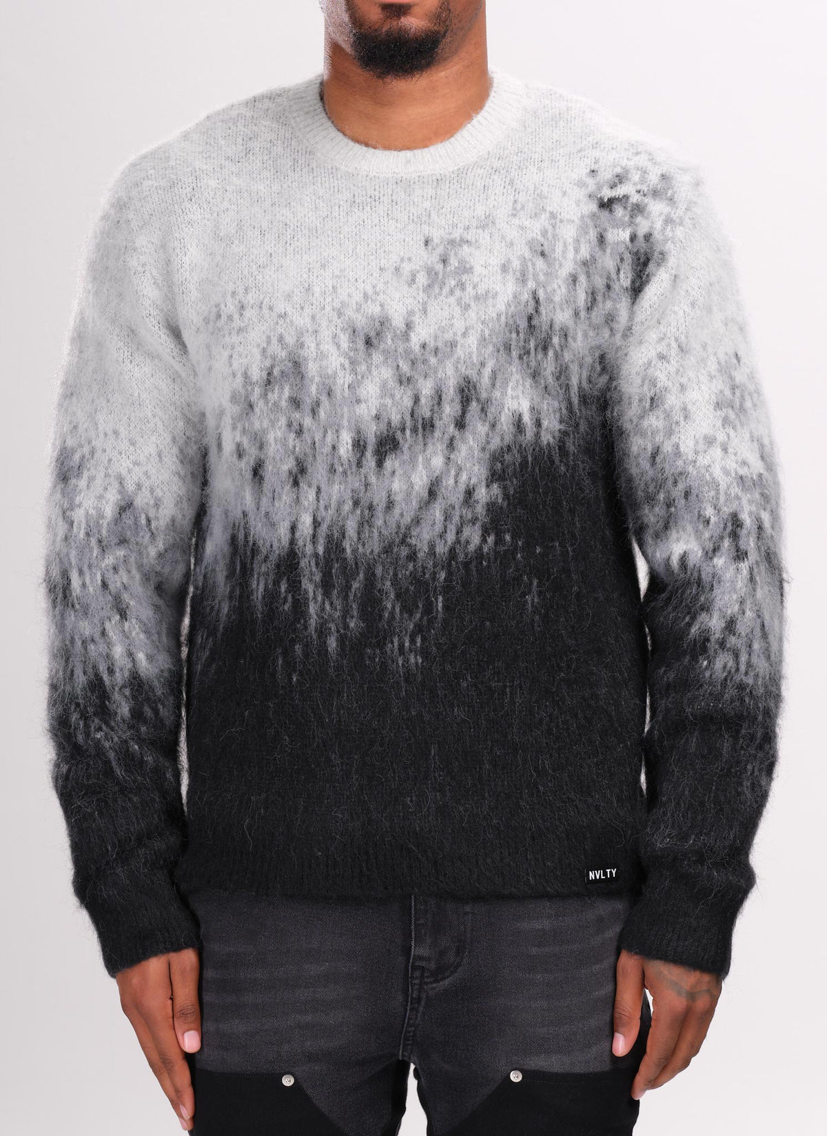 Mohair-Pullover mit Farbverlauf - Schwarz
