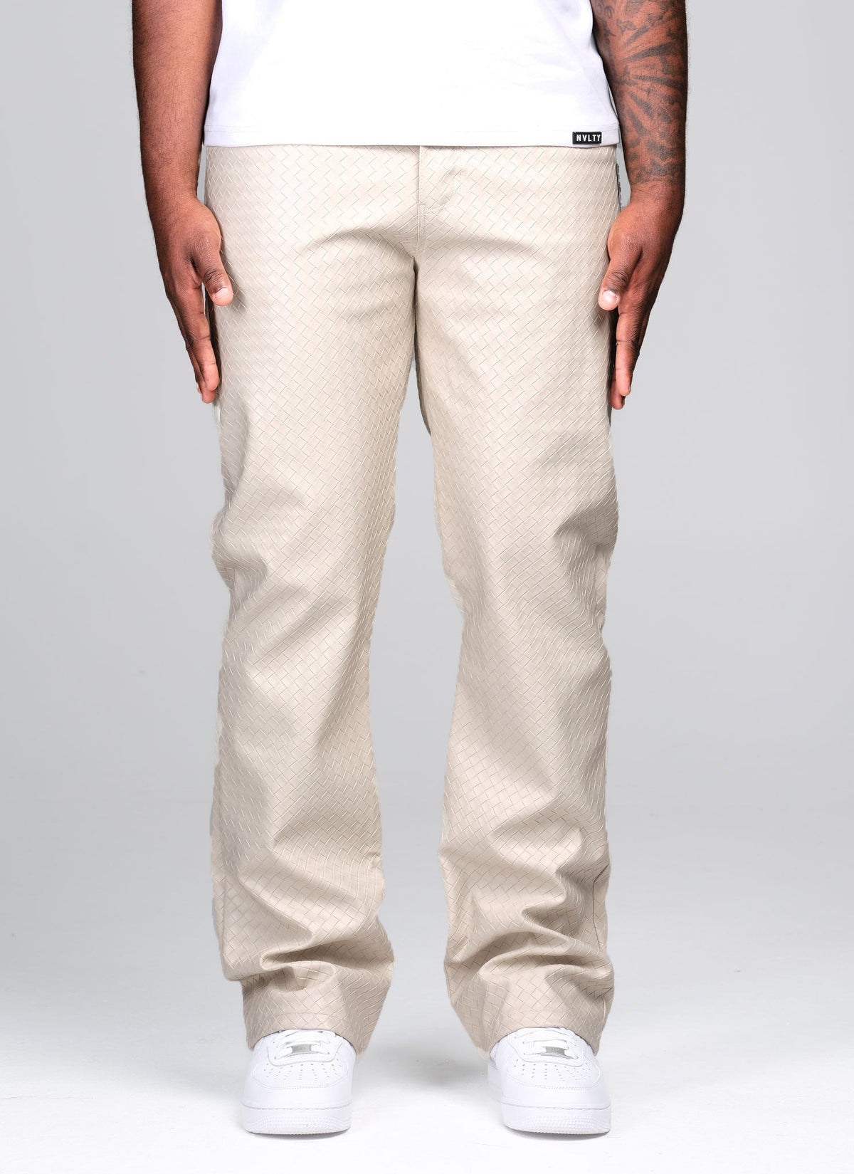 Leather Interlock Pants - Ivory