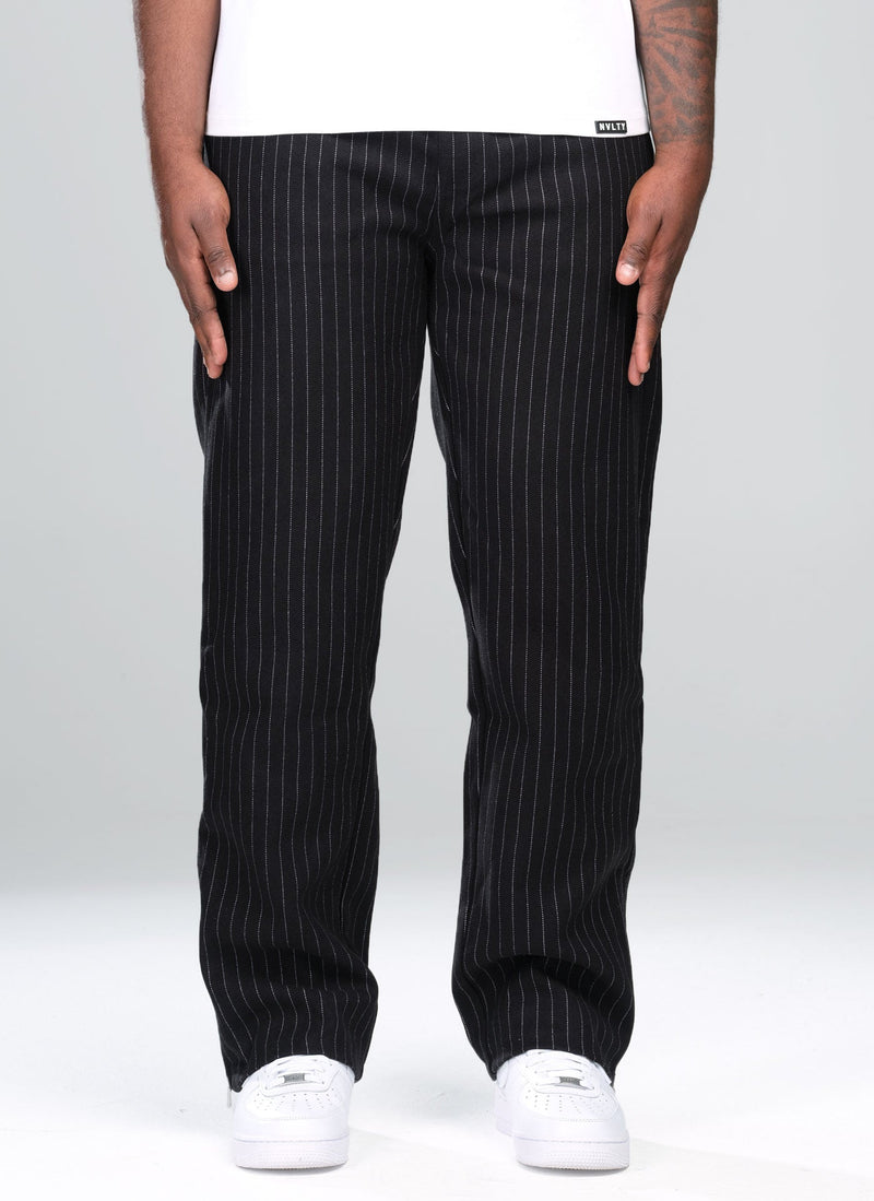 Heavyweight Pinstripe Pants - Black