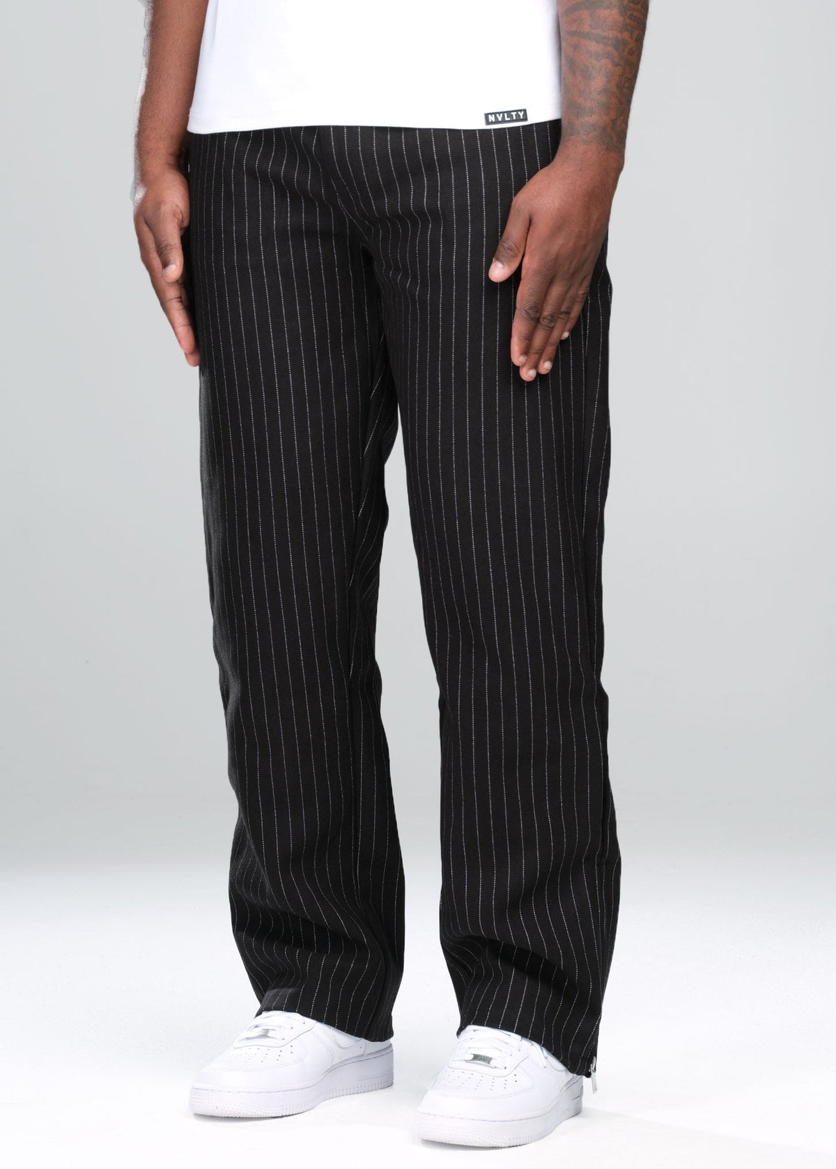 Heavyweight Pinstripe Pants - Black