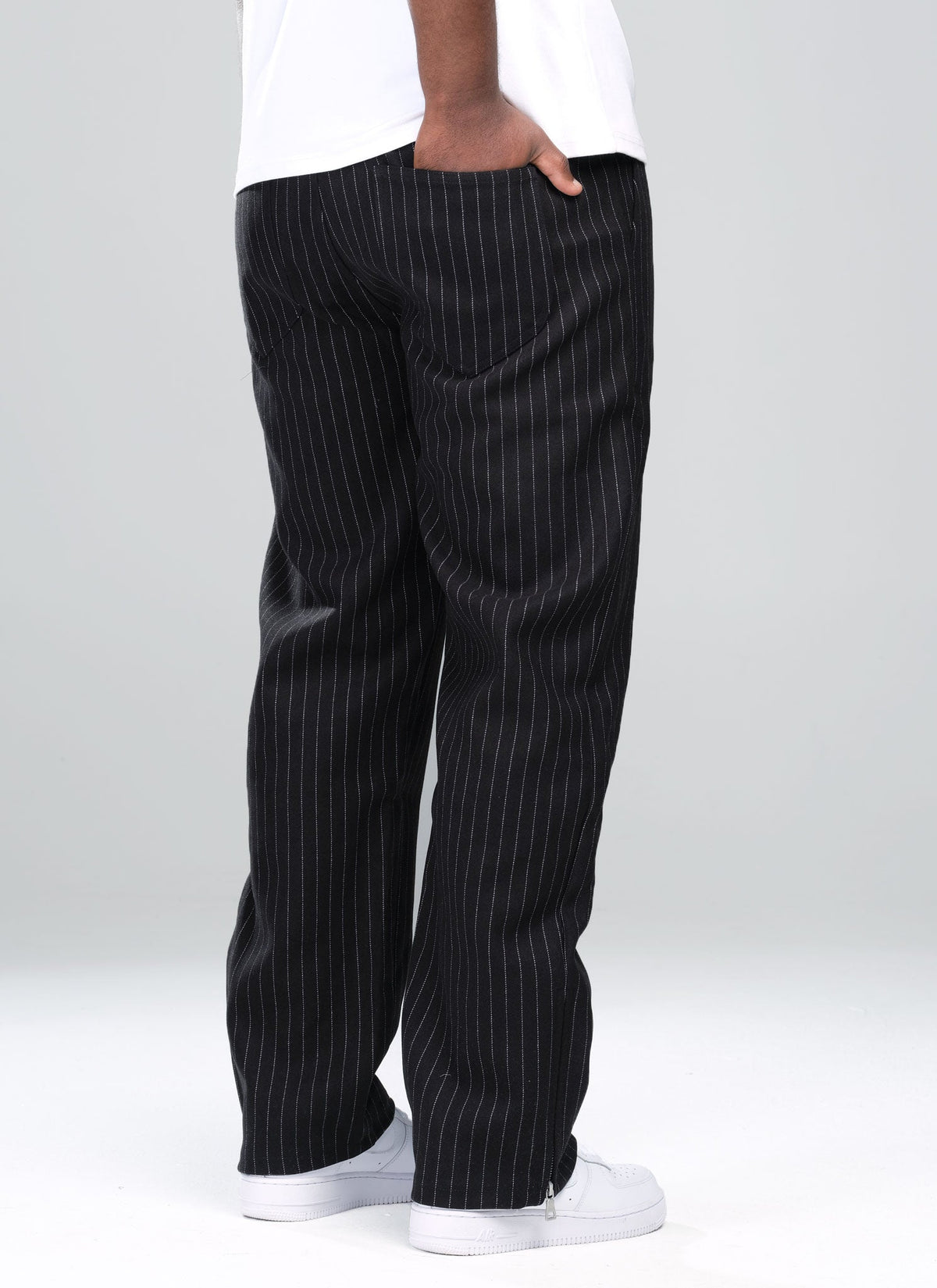 Heavyweight Pinstripe Pants - Black