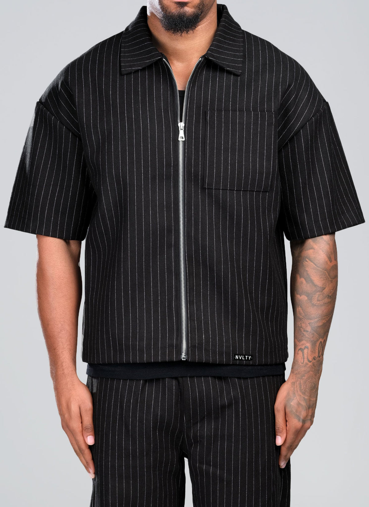 Heavyweight Pinstripe Shirt - Black