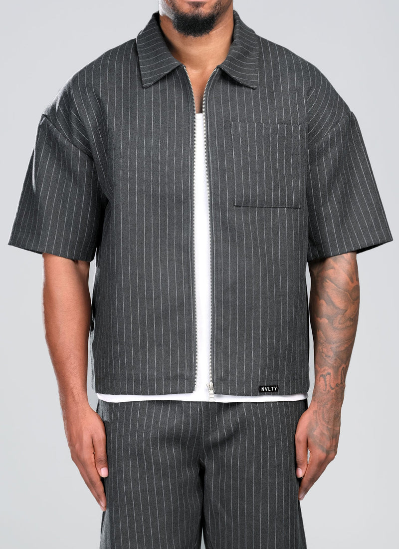 Heavyweight Pinstripe Shirt - Grey