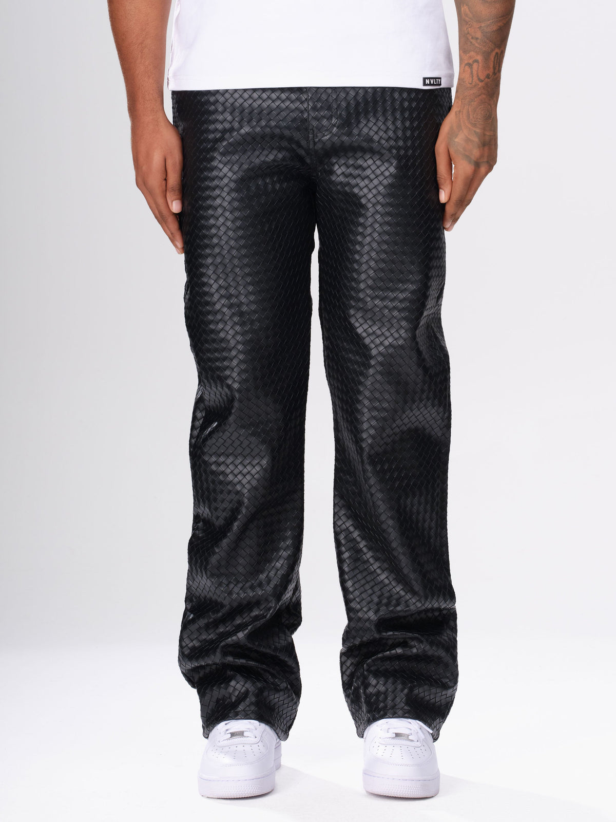 Leather Interlock Pants - Black