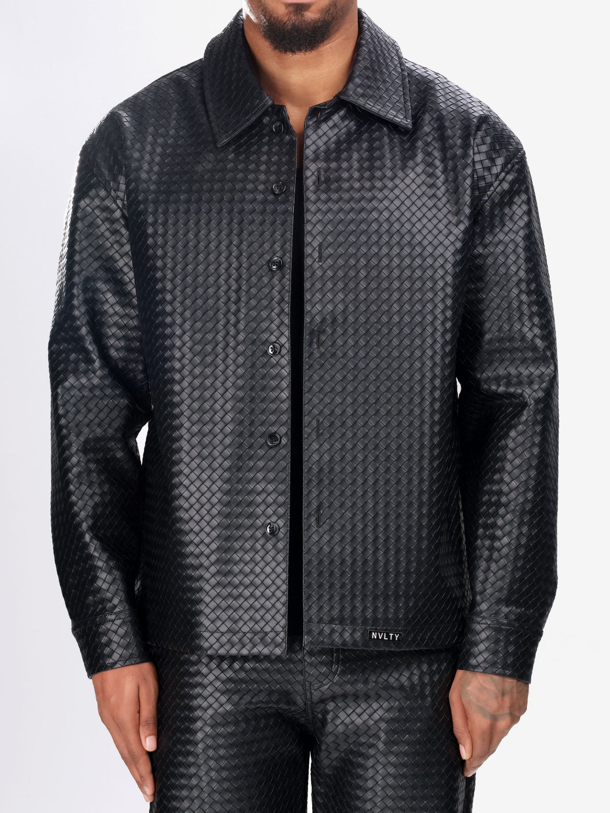 Leather Interlock Shirt - Black