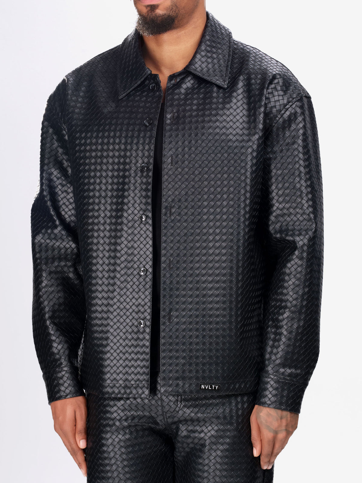 Leather Interlock Shirt - Black
