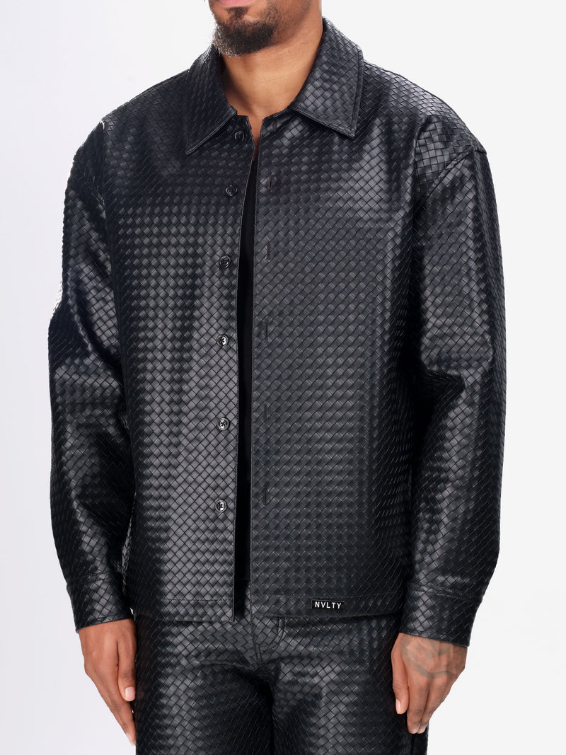 Leather Interlock Shirt - Black
