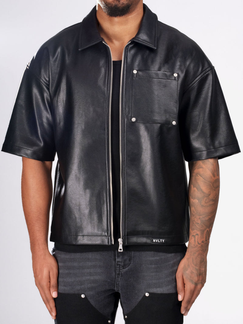 Heavyweight Rivet Leather Shirt - Black
