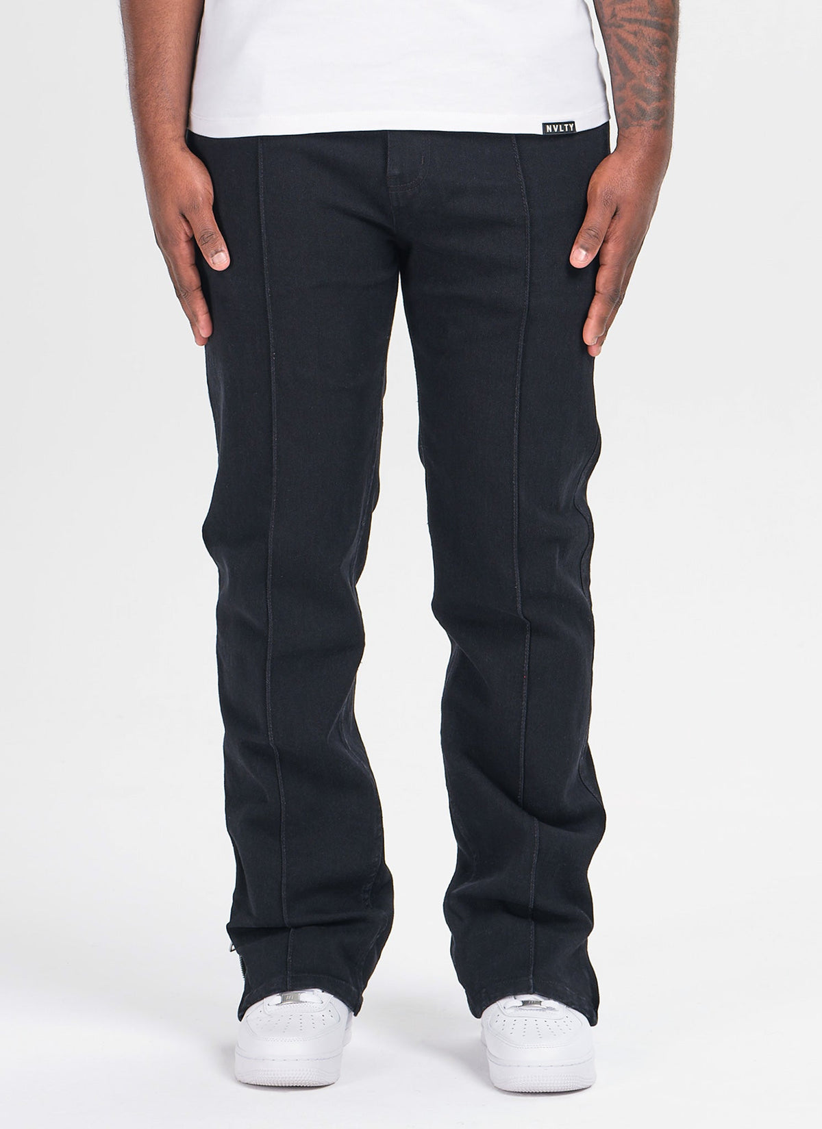 Vintage Pleat Jeans - Black