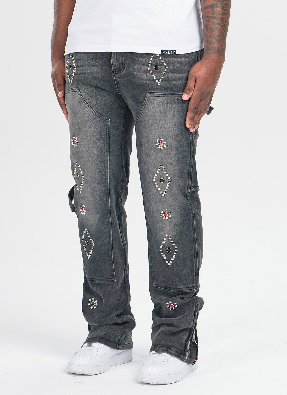 Vintage Carpenter Studded Jeans - Black