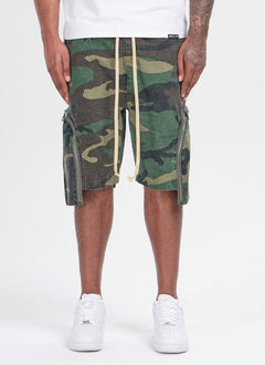 Vintage Cargo-Shorts mit Reißverschluss – Camouflage