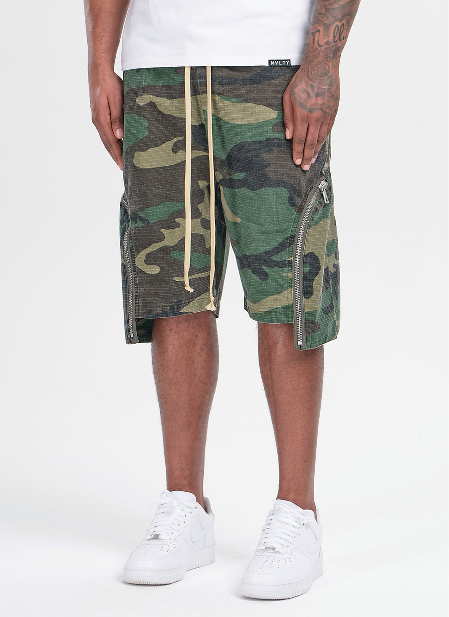 Vintage Cargo-Shorts mit Reißverschluss – Camouflage