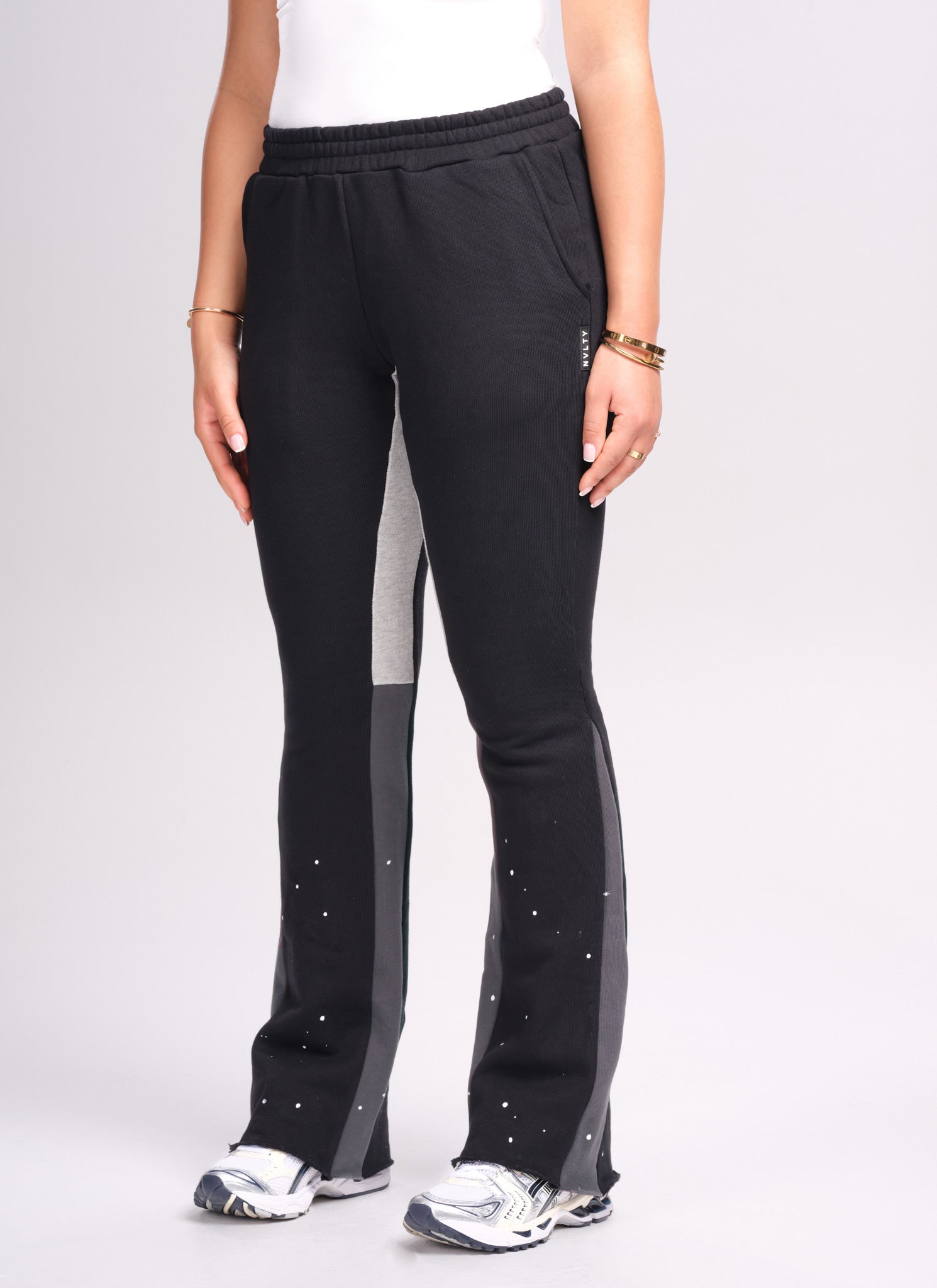 Vintage Flare Paint Joggers - Black