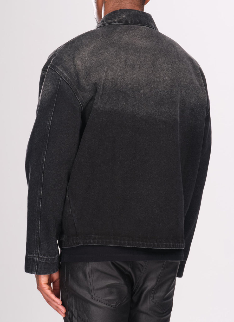 Vintage Deep Fade Denim Jacket - Black