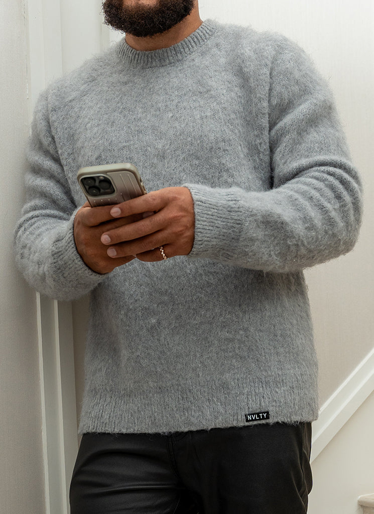 Mohairpullover - Grau