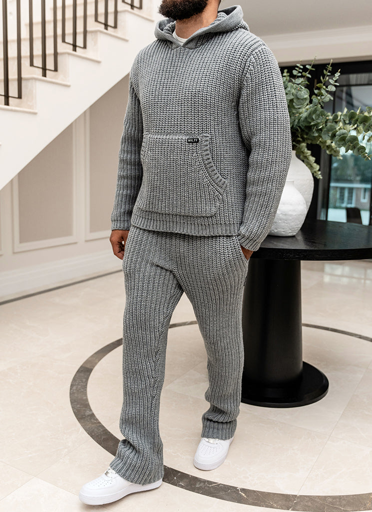 Heavyweight Knitted Joggers - Grey