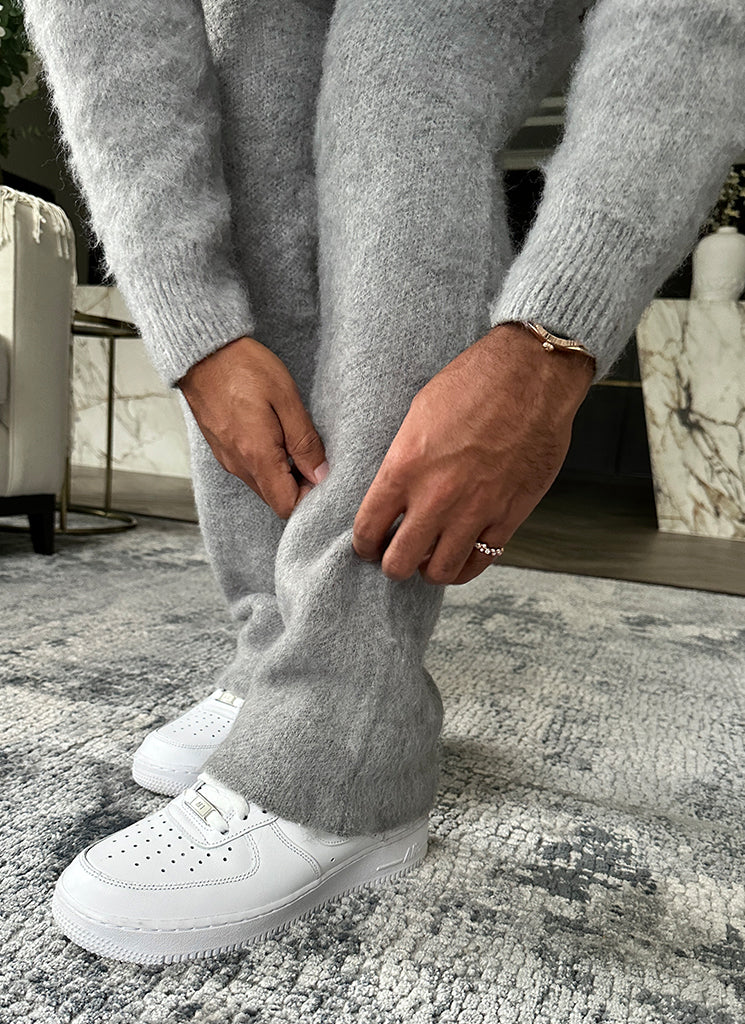 Jogginghose aus Mohair mit ausgestelltem Bein - Grau