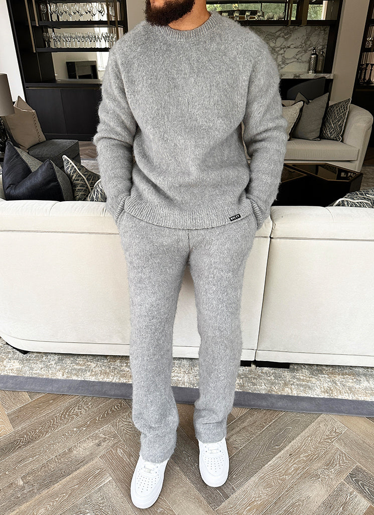 Jogginghose aus Mohair mit ausgestelltem Bein - Grau
