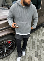 Heavyweight Knitted Hoodie - Grey