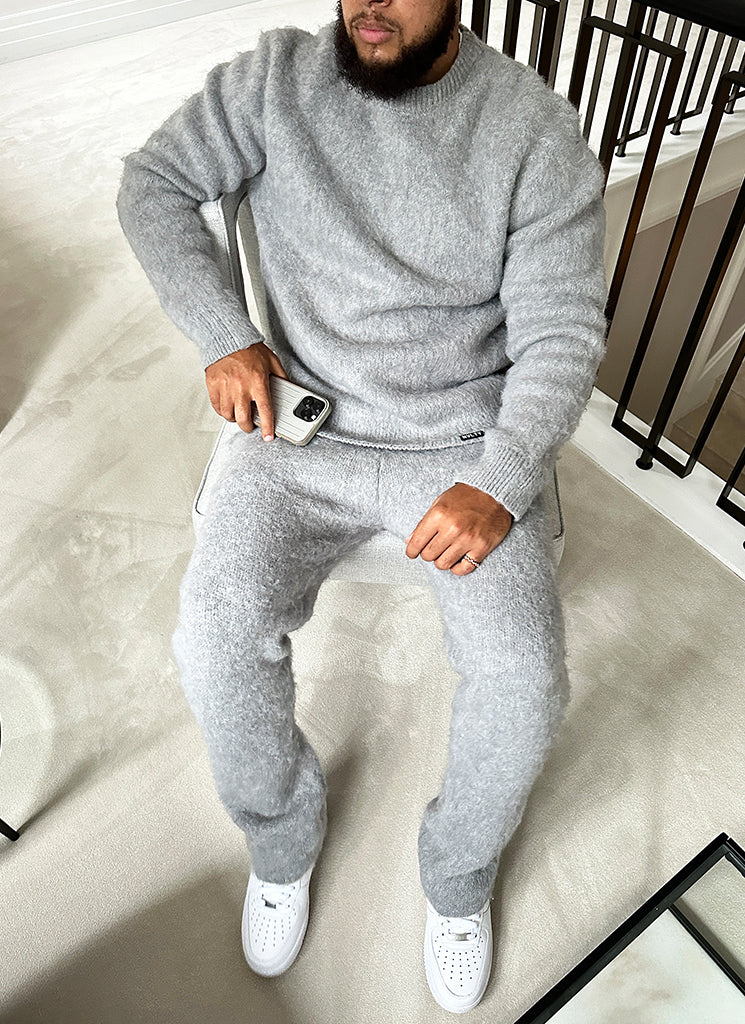 Jogginghose aus Mohair mit ausgestelltem Bein - Grau