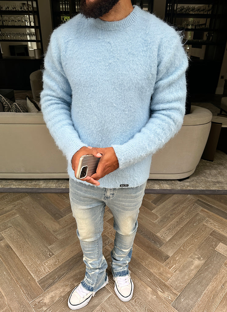 Mohairpullover - Babyblau