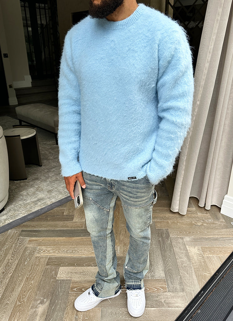 Mohairpullover - Babyblau