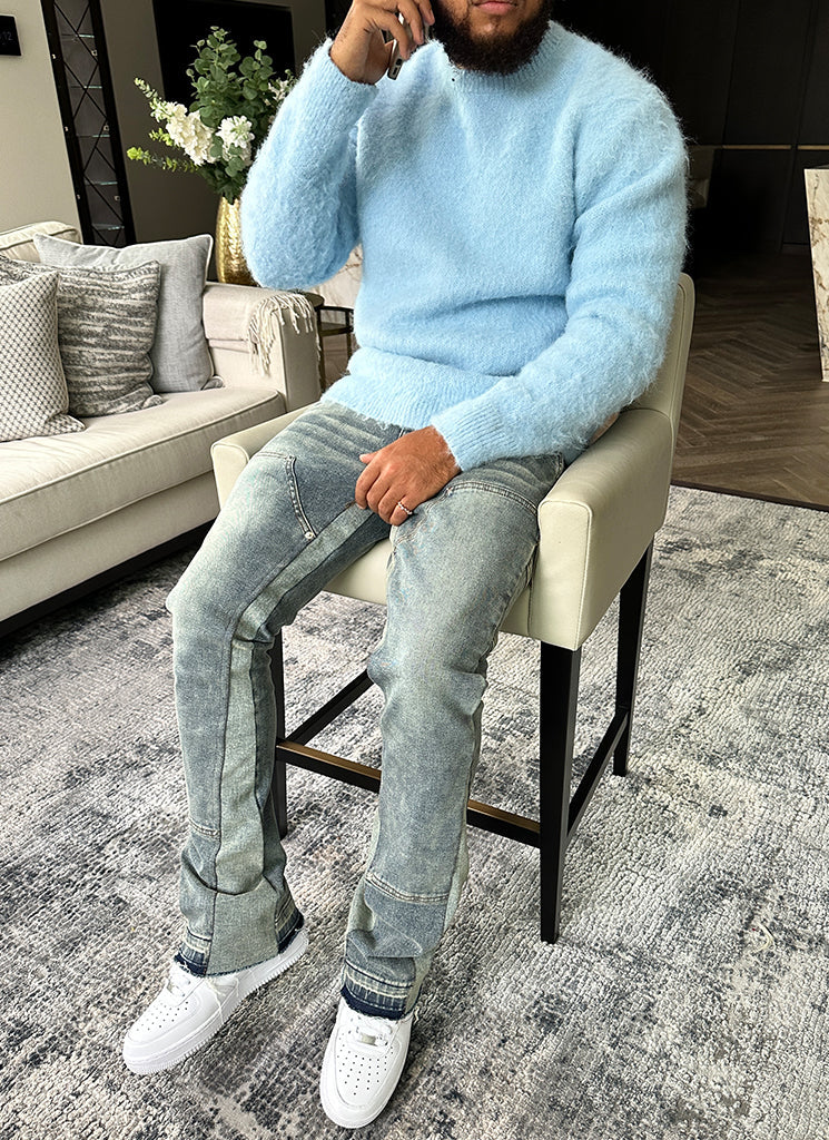 Mohairpullover - Babyblau