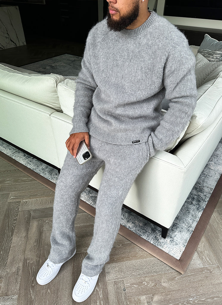 Jogginghose aus Mohair mit ausgestelltem Bein - Grau