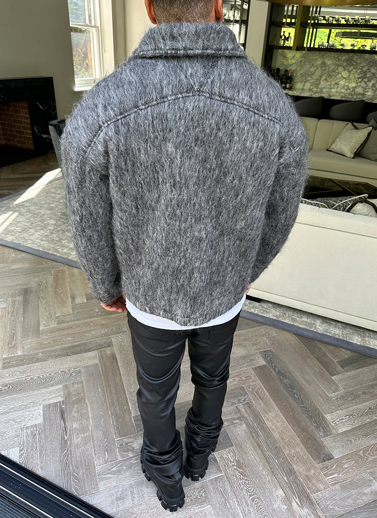 Mohair-Reißverschlussjacke - Grau