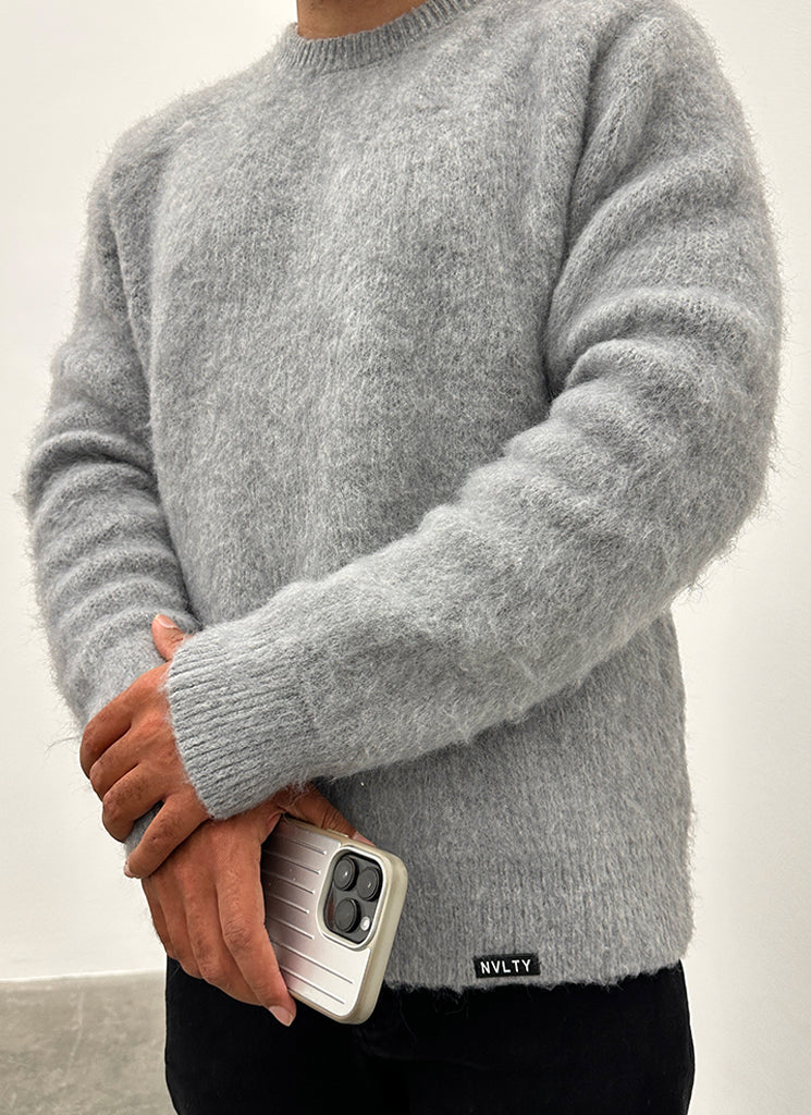 Mohairpullover - Grau