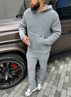 Heavyweight Knitted Flare Joggers - Grey