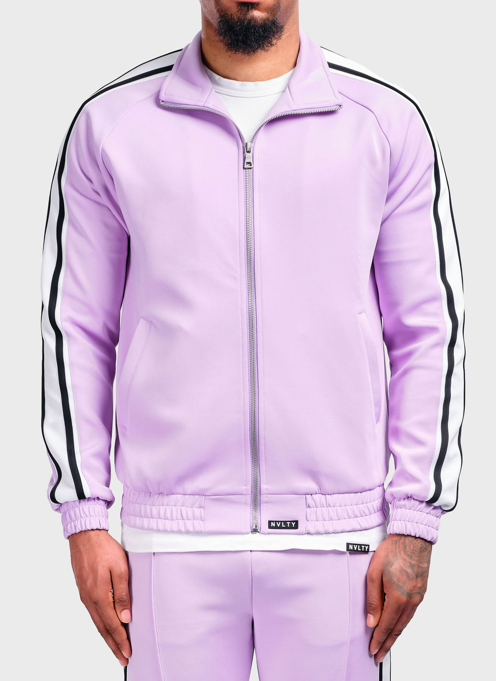Panelled Luxe Track Jacket - Purple