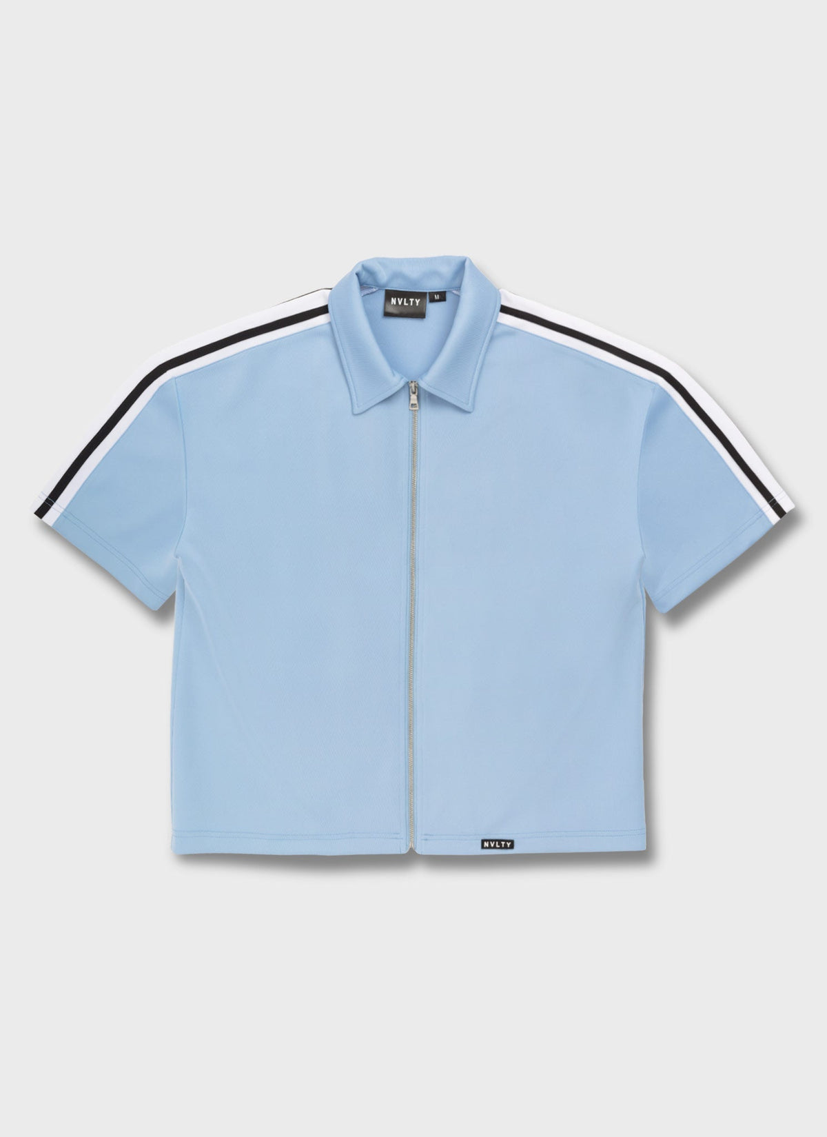 Panelled Luxe Track Shirt - Baby Blue