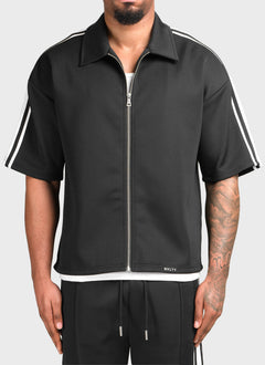Panelled Luxe Track Shirt - Black