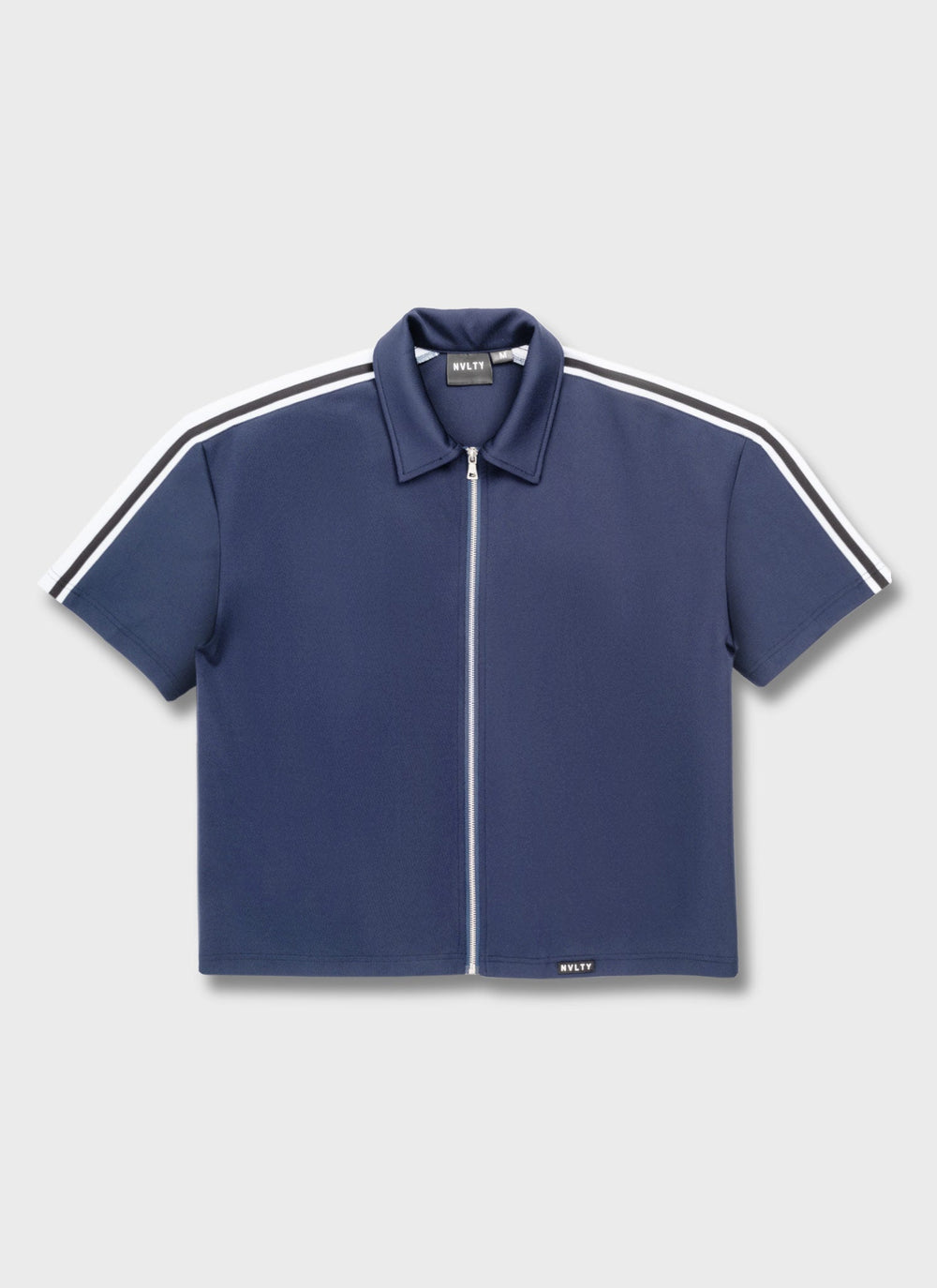 Panelled Luxe Track Shirt - Navy