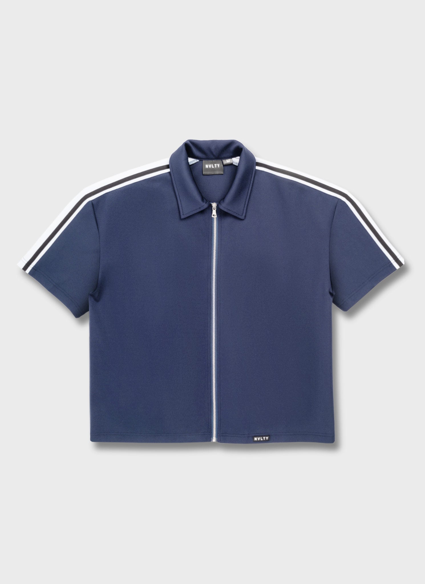Panelled Luxe Track Shirt - Navy