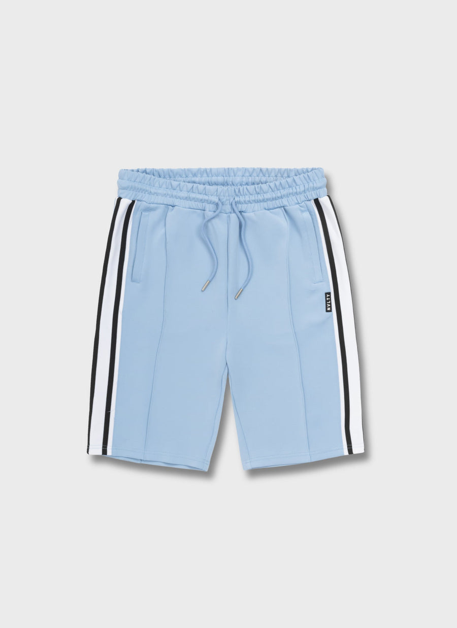 Panelled Luxe Track Shorts - Baby Blue