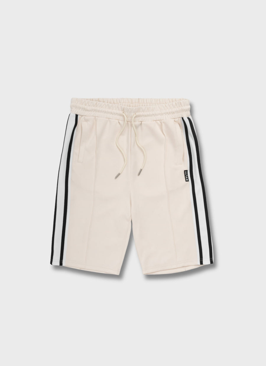 Panelled Luxe Track Shorts - Ivory