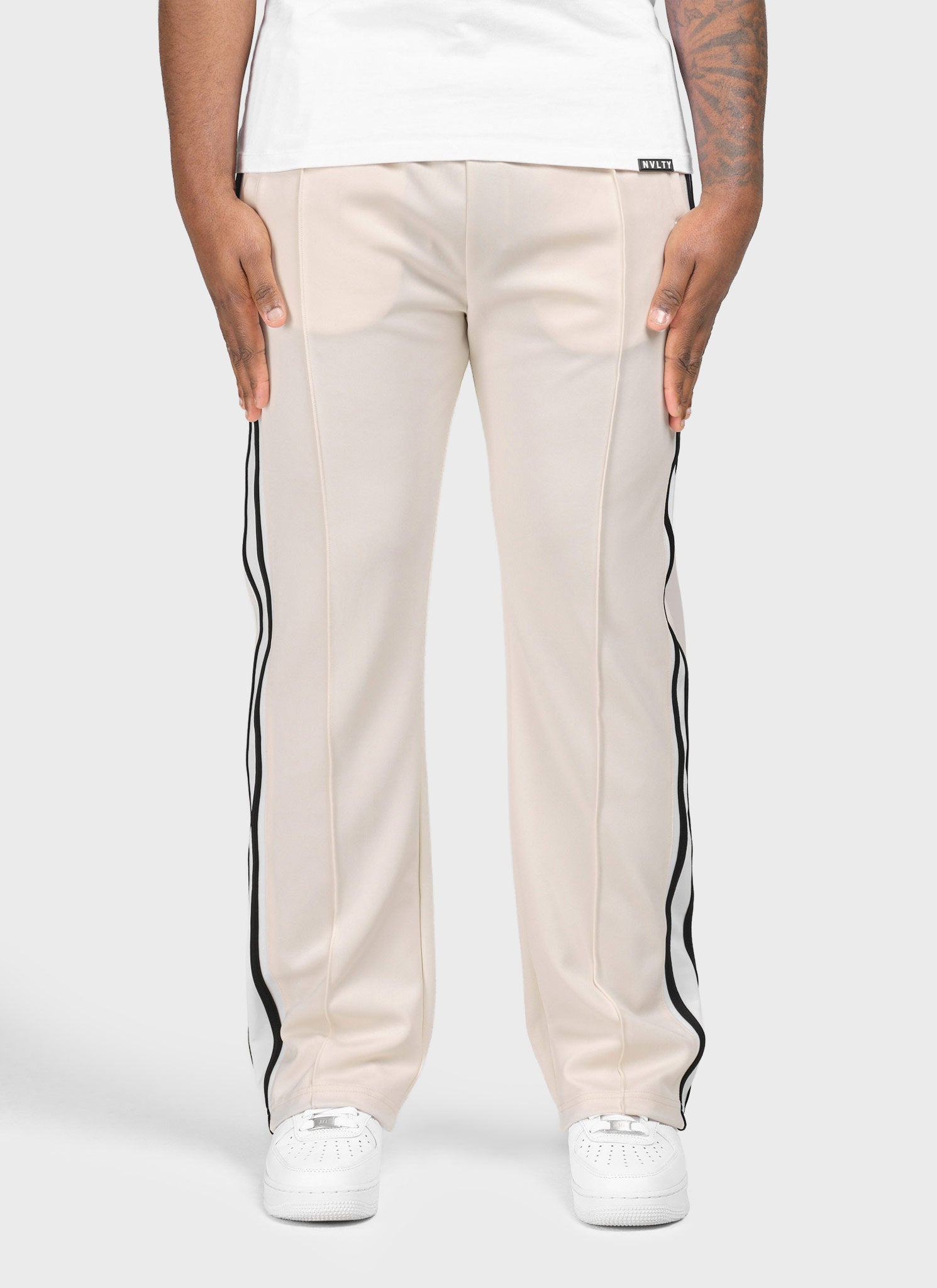 Panelled Luxe Track Pants - Ivory