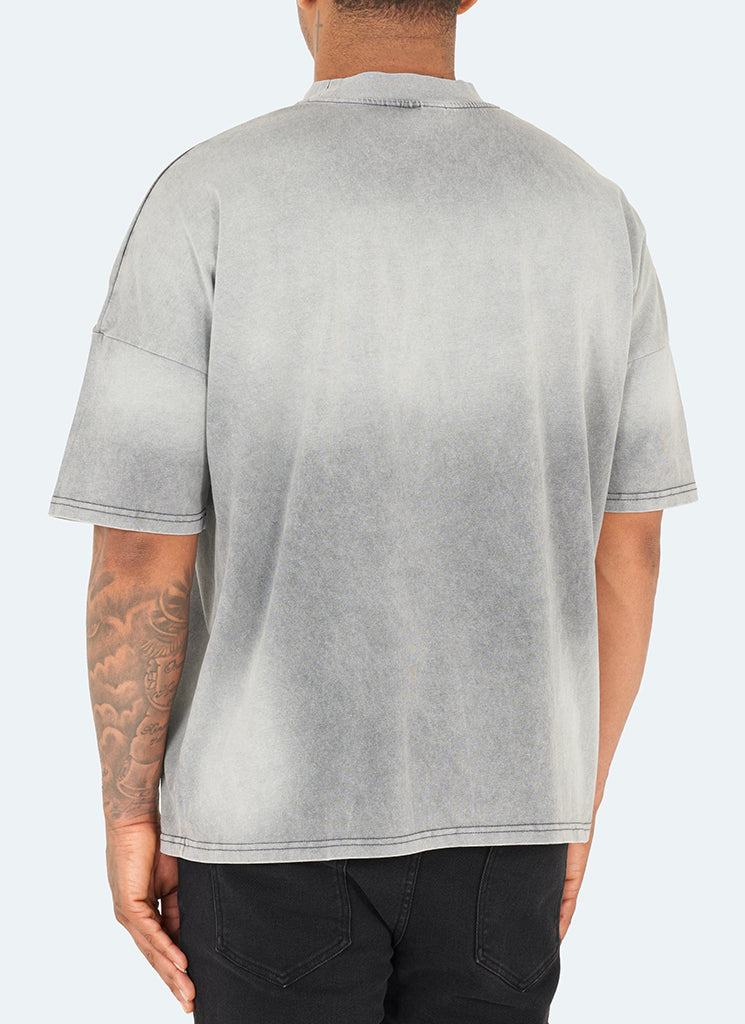 Vintage Sunfaded T-Shirt mit überschnittenen Schultern - Grau
