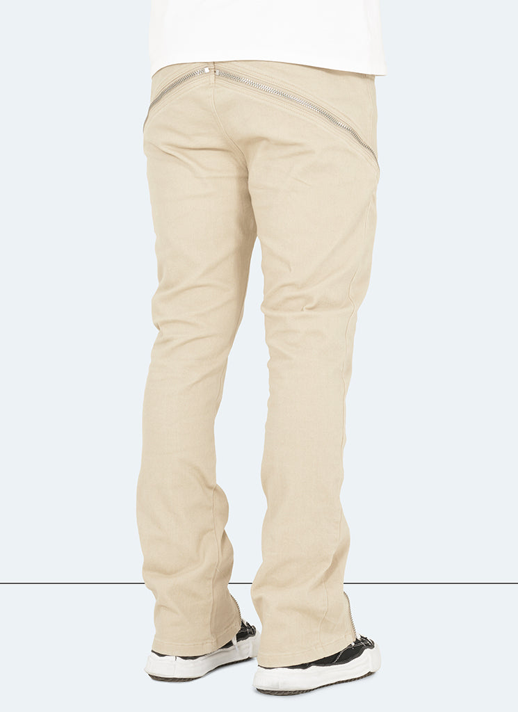 Vintage Flare Zipper Jeans - Stein