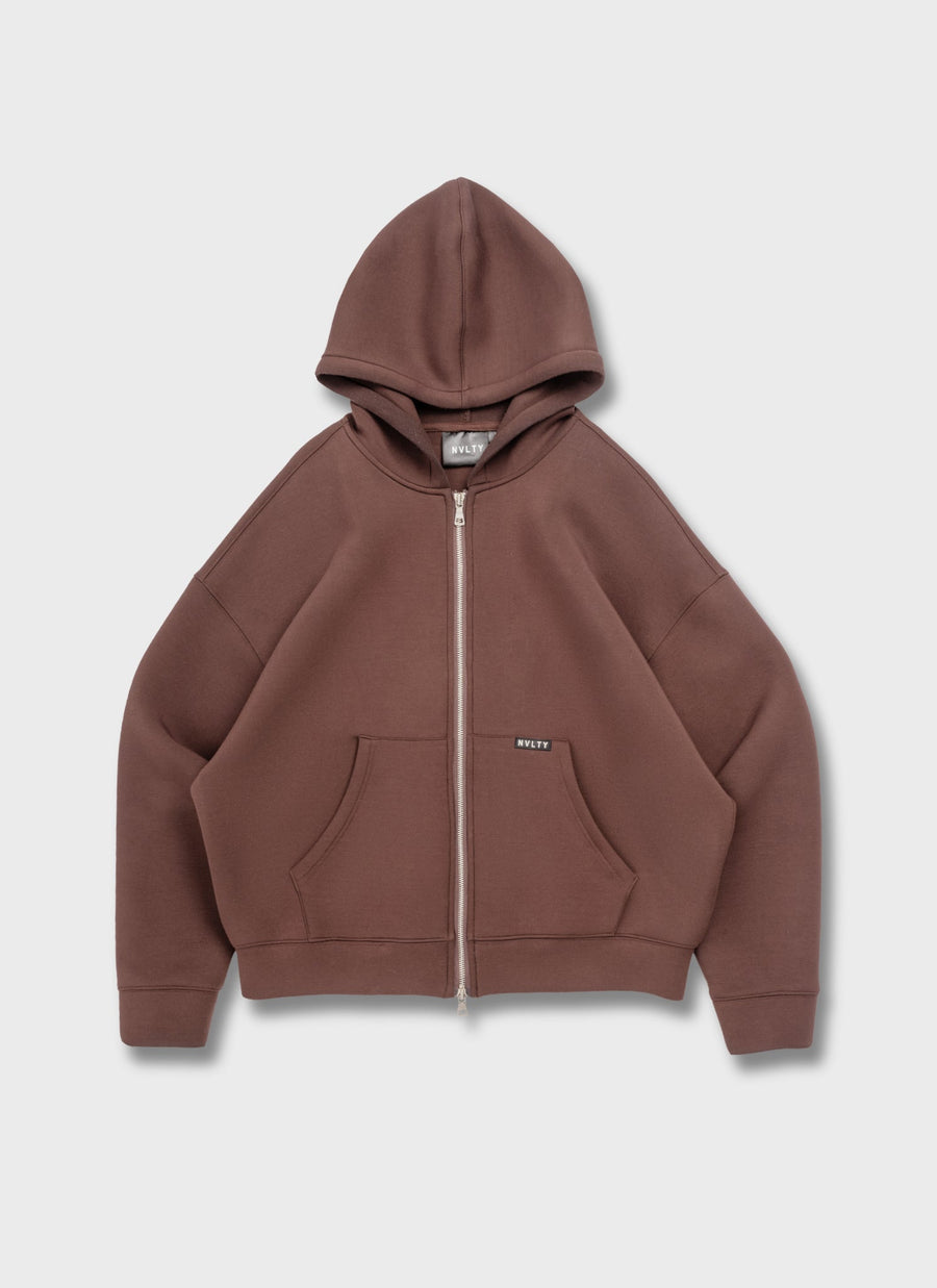 Strukturierter Scuba-Kapuzenpullover mit Reißverschluss - Braun