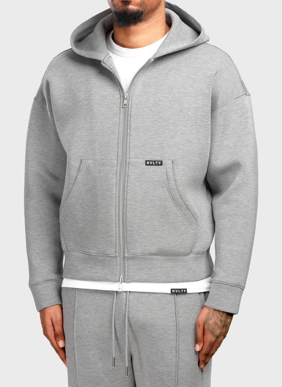 Scuba Structured Zip Hoodie - Grey