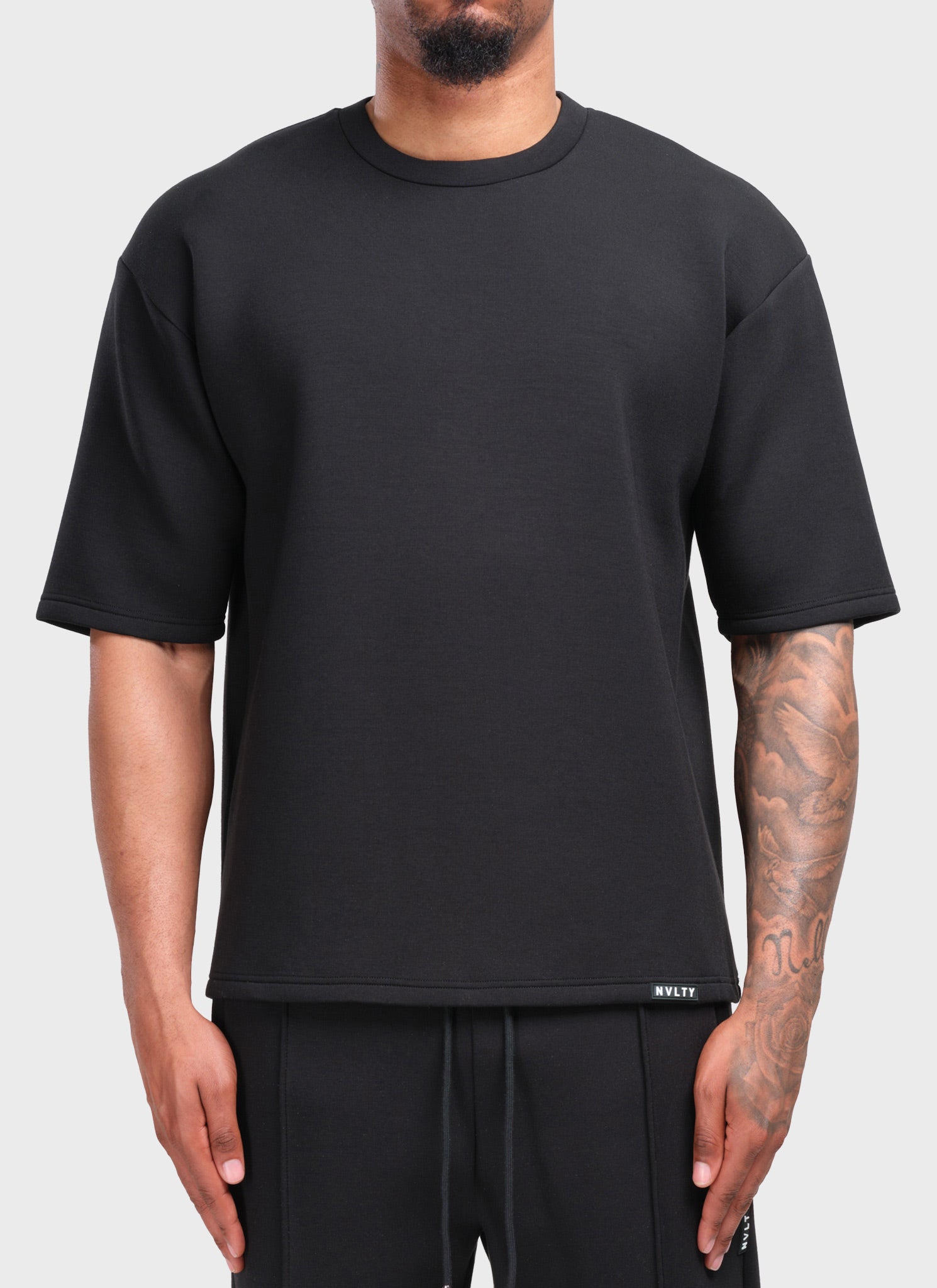 Strukturiertes Scuba-T-Shirt - Schwarz