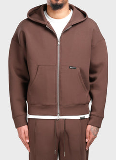 Strukturierter Scuba-Kapuzenpullover mit Reißverschluss - Braun