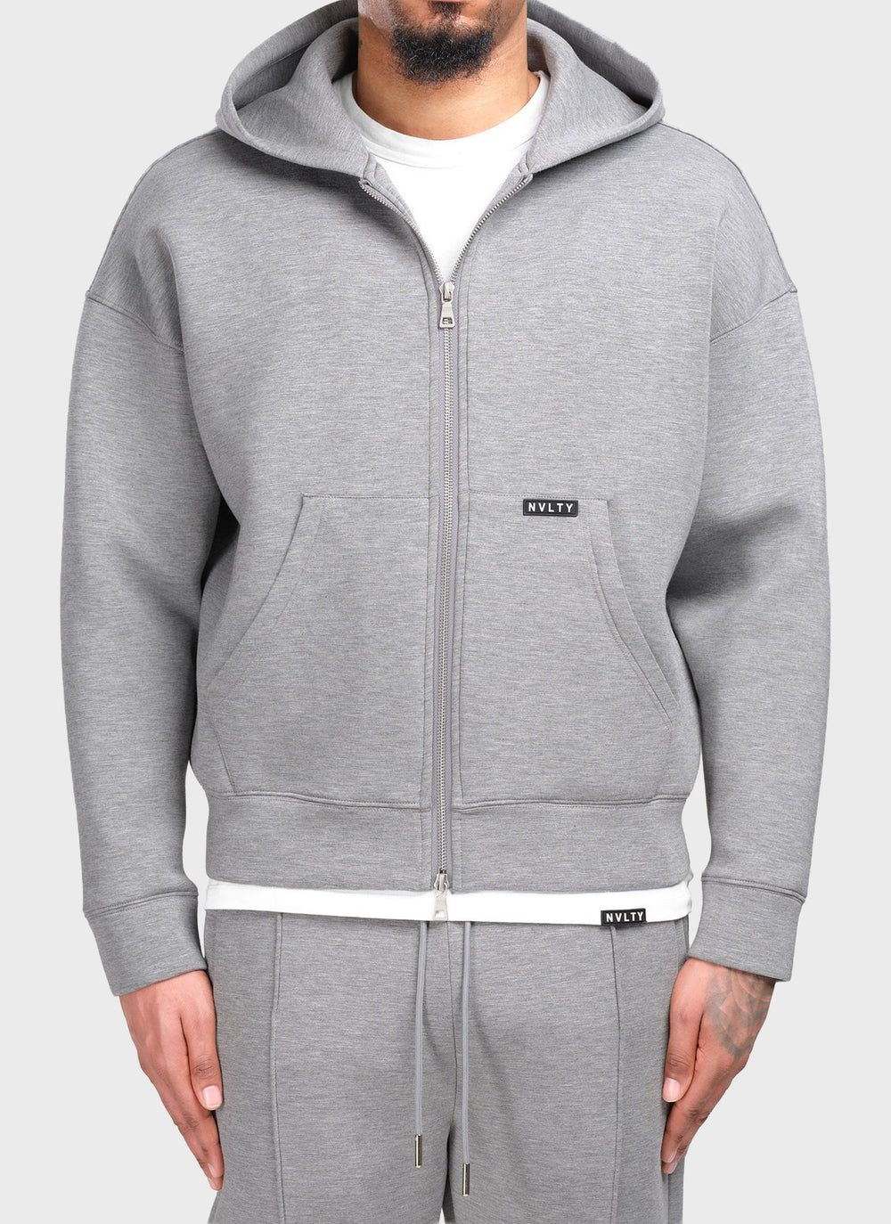 Strukturierter Scuba-Kapuzenpullover mit Reißverschluss - Grau